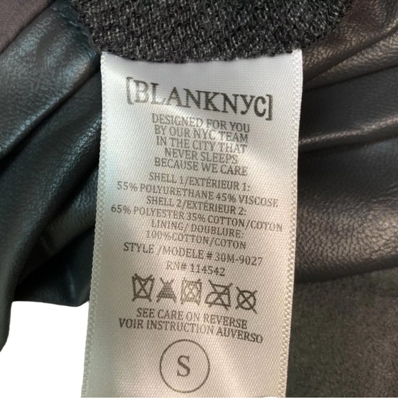 Blank NYC Faux Leather Moto Jacket Draped Cowl Asymmetric Zip Gray Size Small - Picture 6 of 7